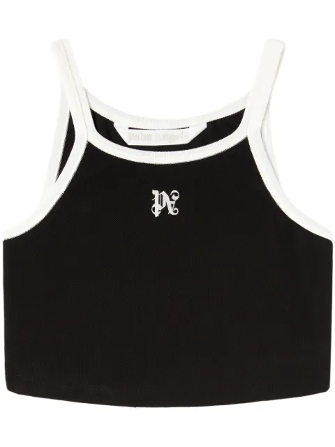 Palm Angels PA monogram cropped tank top Black PWAD060S24FAB0011003