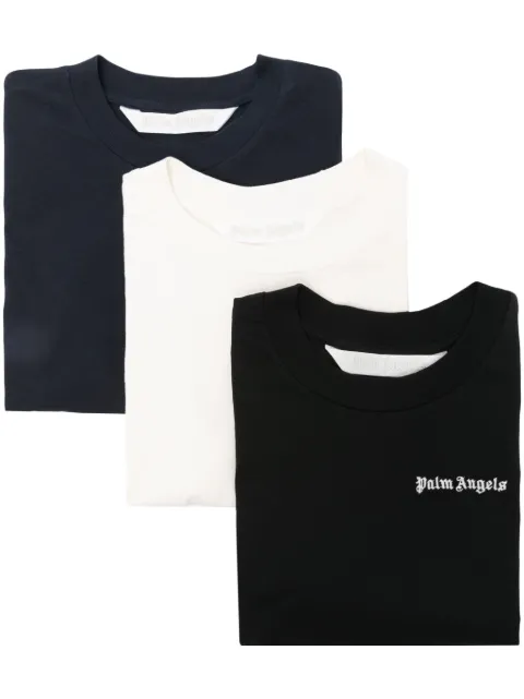Palm Angels Classic embroidered-logo T-shirt (set of three) Black PWAA044S24JER0038484