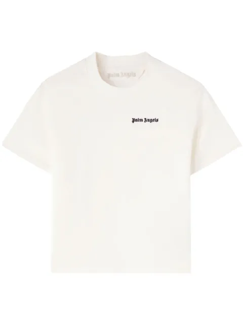 Palm Angels logo-embroidered cotton T-shirt Neutrals PWAA044S24JER001