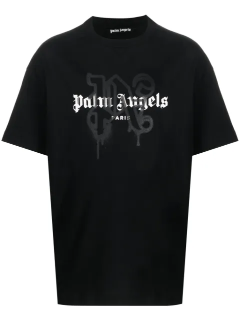 Palm Angels Paris monogram-print T-shirt Black PMAA001C99JER0271010