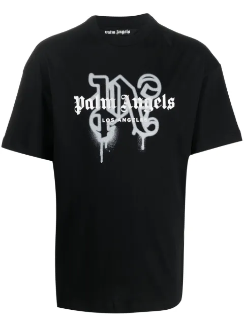 Palm Angels Los Angeles monogram-print T-shirt Black PMAA001C99JER0251003