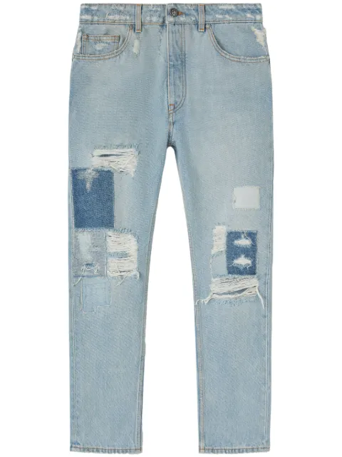 Palm Angels ripped straight-leg jeans Blue PMYA039S24DEN0014003