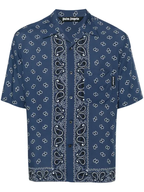 Palm Angels paisley-print bowling shirt Blue PMGG005S24FAB0064646