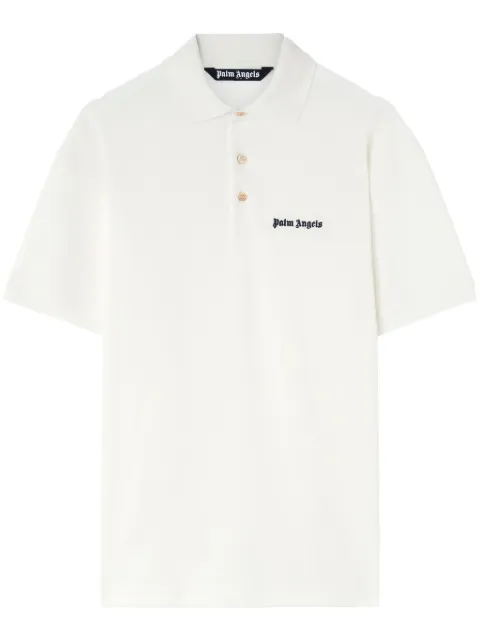 Palm Angels logo-print cotton polo shirt White PMGB012S24FAB0020310