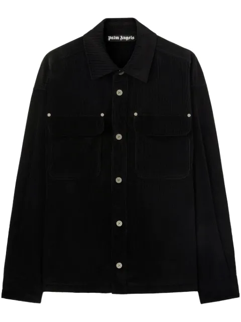 Palm Angels logo-print velvet overshirt Black PMES024S24FAB0011003