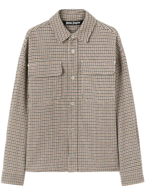 Palm Angels logo-print checked overshirt Neutrals PMES024S24FAB0028403