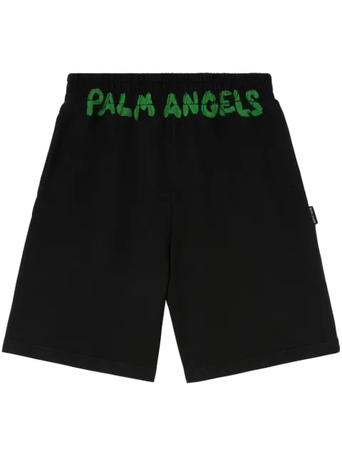 Palm Angels logo-print cotton track shorts Black PMCI010S24FLE0021070