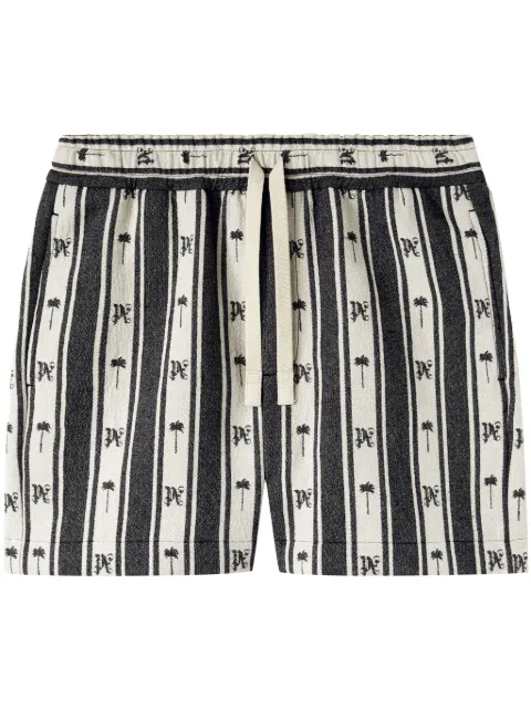 Palm Angels monogram-print striped shorts Black PMCB034S24FAB0060310