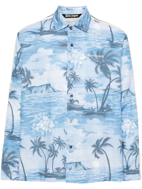 Palm Angels Sunset-print track shirt Blue PMBD056S24FAB0014903
