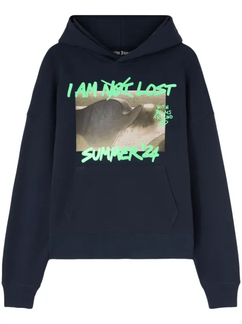 Palm Angels graphic-print cotton hoodie Blue PMBB058S24FLE0034670