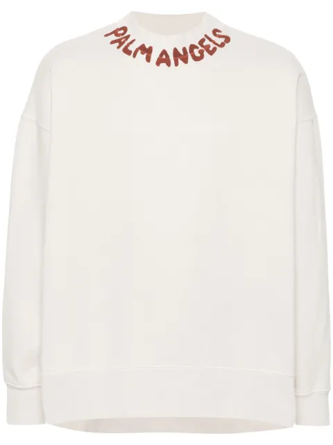 Palm Angels logo-print cotton sweatshirt Neutrals PMBA026S24FLE0020325