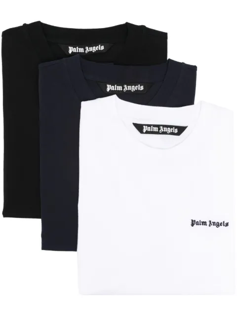 Palm Angels logo-embroidered cotton T-shirts (pack of three) Blue PMAA093S24JER0028484