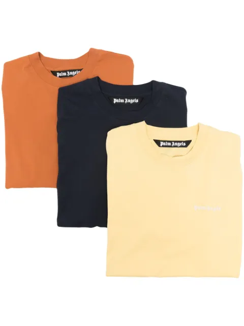 Palm Angels logo-embroidered cotton T-shirt (pack of three) Yellow PMAA093S24JER0018403