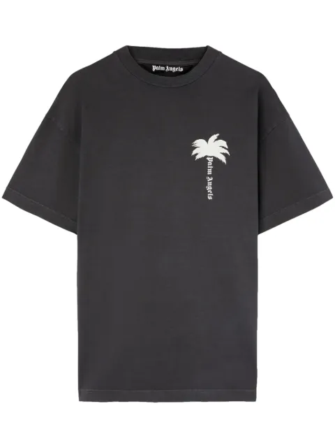 Palm Angels Palm tree-print cotton T-shirt Grey PMAA072S24JER006