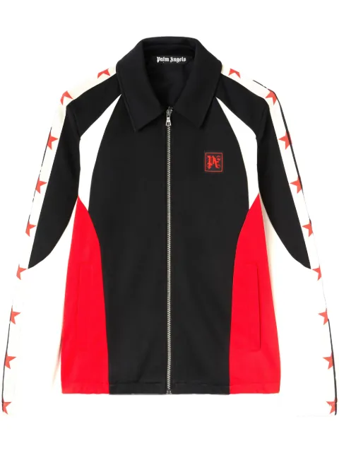 Palm Angels panelled logo-print jacket Black PMBD071S24FAB0011003