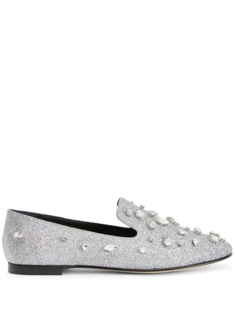 Giuseppe Zanotti Dalila Bijoux glitter loafers Silver E460005001