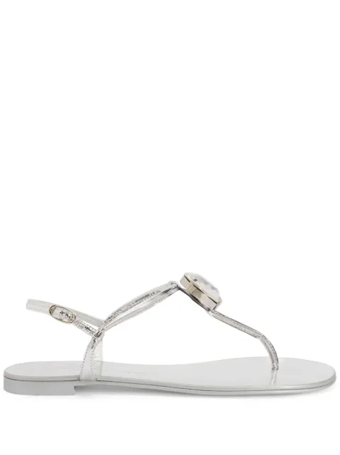 Giuseppe Zanotti Anthonia metallic-effect flat sandals Silver E400004004