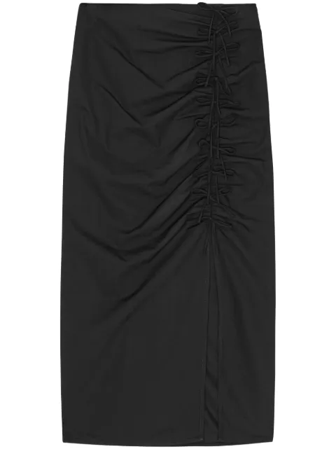 GANNI draped mid-rise midi dress Black F8676