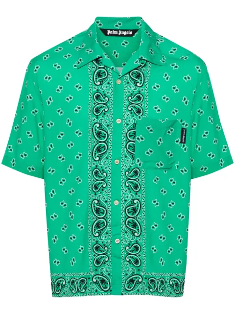 Palm Angels paisley-print poplin shirt Green PMGG005S24FAB0065555