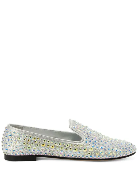Giuseppe Zanotti Evangeline rhinestone-embellished leather loafers Silver E460000004