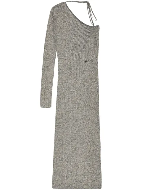 GANNI Sparkle one-sleeve dress Neutrals K2079