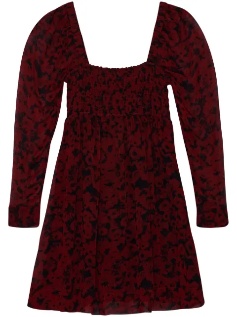 GANNI square-neck georgette minidress Red F8725