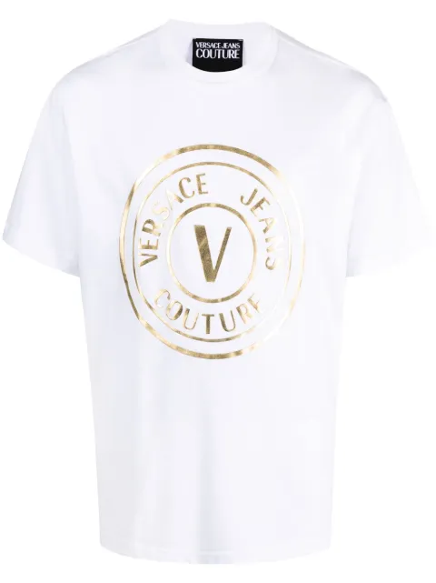 Versace Jeans Couture logo-print cotton T-shirt White 76GAHT04CJ00T