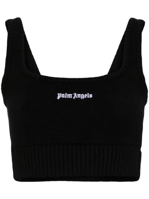 Palm Angels embroidered-logo knit tank top Black PWHT016S24KNI0011003