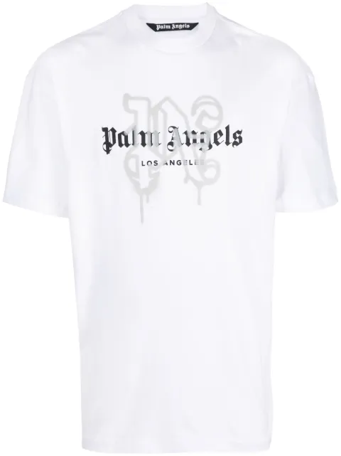 Palm Angels Los Angeles monogram-print T-shirt White PMAA001C99JER0250103
