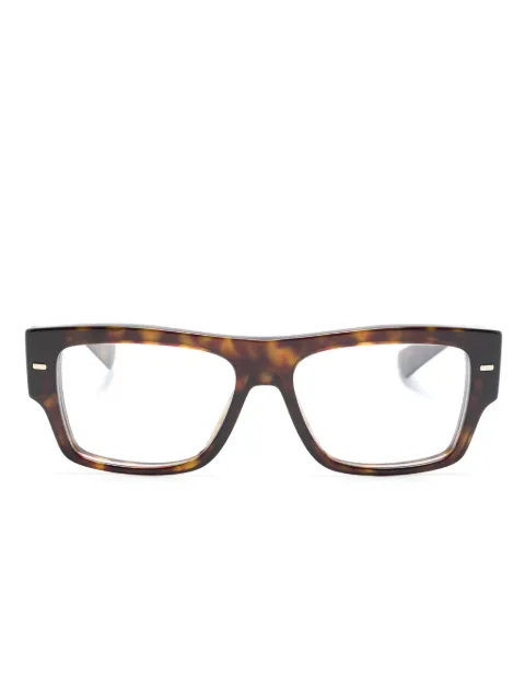 Dolce & Gabbana Eyewear logo engraved rectangle-frame glasses Brown DG3379