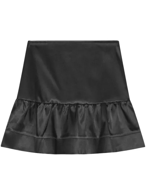 GANNI satin-finish ruffled miniskirt Black F8587