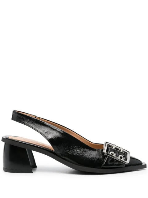 GANNI 50mm eyelet-detail slingback pumps Black S2331