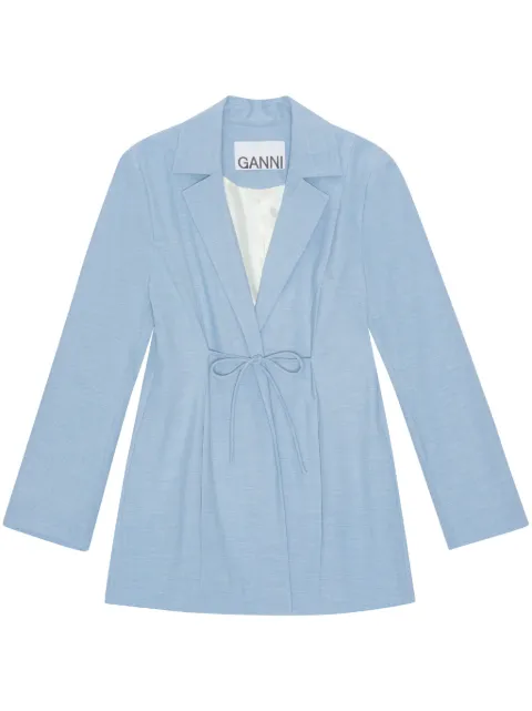 GANNI notched-lapels string-tie blazer Blue F8795