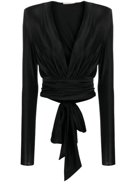 Alexandre Vauthier V-neck tied-waist blouse Black 234TO1954