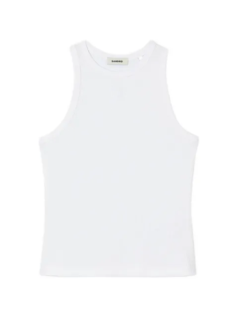 SANDRO logo-embroidered ribbed tank top White SFPTS01459