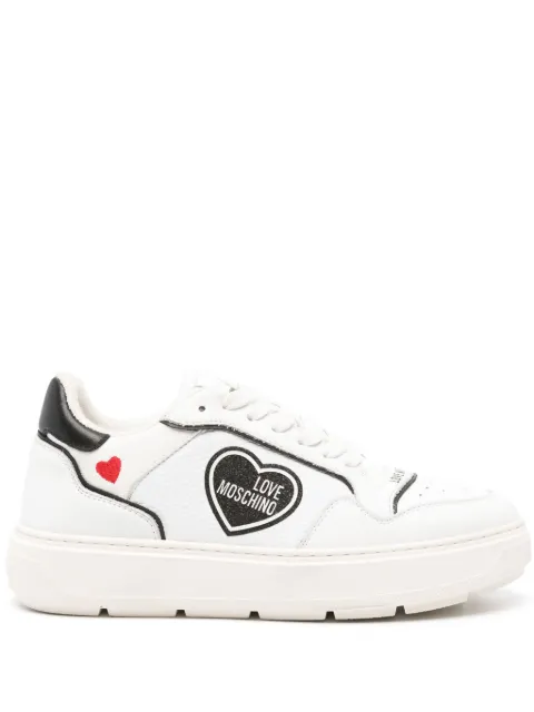 Love Moschino logo-print leather sneakers White JA15204G1IJC1