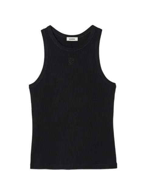 SANDRO logo-embroidered ribbed tank top Black SFPTS01459