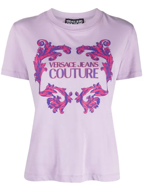 Versace Jeans Couture logo-print cotton T-shirt Purple 76HAHG02CJ00G