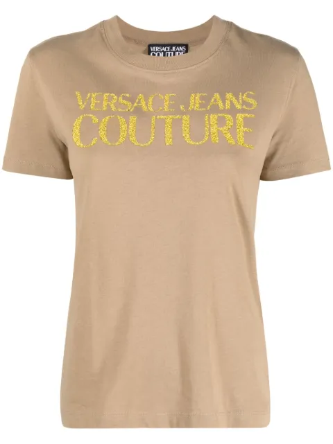 Versace Jeans Couture logo-print cotton T-shirt Neutrals 76HAHG03CJ00G