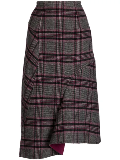JNBY plaid-pattern asymmetric skirt Multicolour 5N0D15370