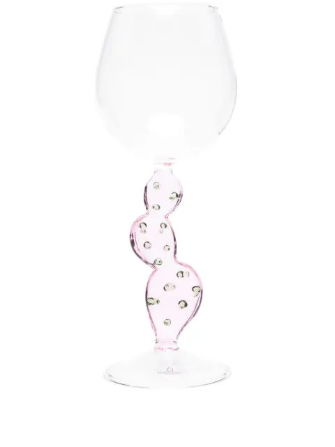 Ichendorf Milano cactus-motif asymmetric wine glass Pink 09352028