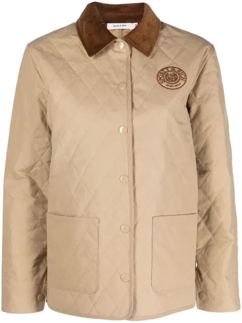 Sporty & Rich logo-embroidered diamond-quilted jacket Neutrals JAAW236BE2