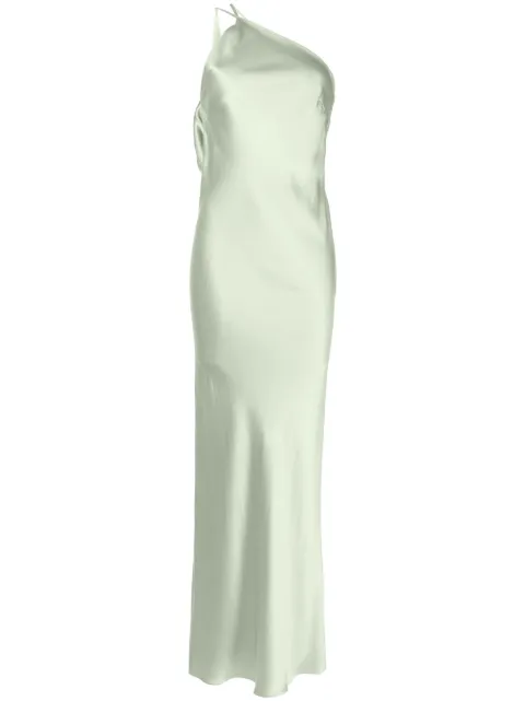Michelle Mason single-shoulder maxi dress Green M9363