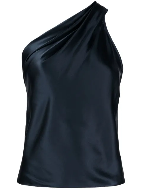 Michelle Mason asymmetric halterneck silk top Blue M2946