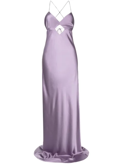 Michelle Mason cut out-detail silk maxi dress Purple M9029B