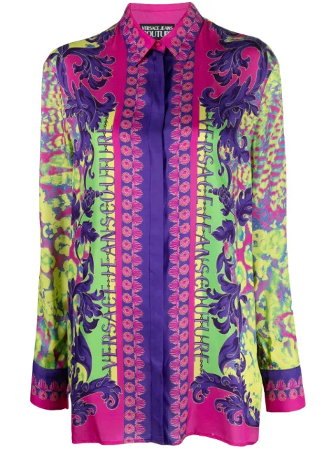 Versace Jeans Couture graphic-print long-sleeve shirt Purple 76HAL2P2NS448