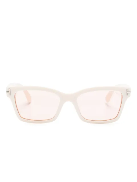 TOM FORD Eyewear logo-plaque wayfarer-frame sunglasses White FT1085