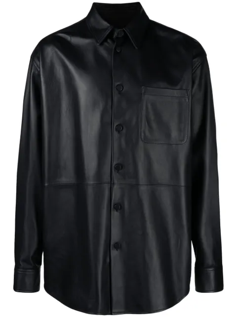 Off-White panelled lambskin overshirt Blue OMJE010F23LEA0014700
