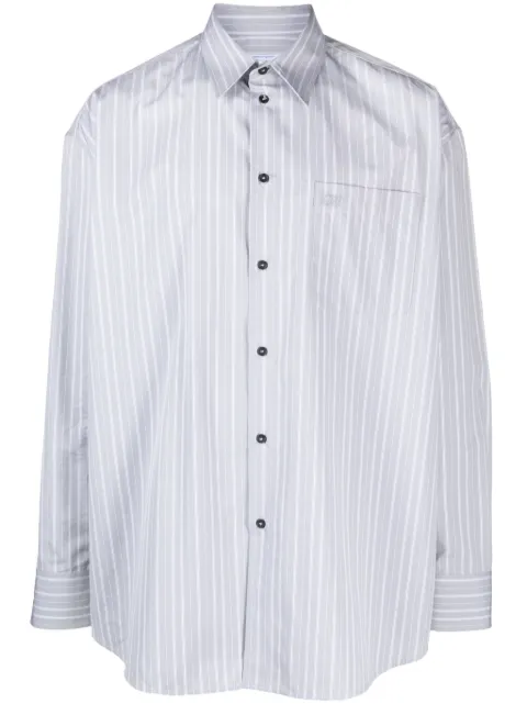 Off-White oversized striped cotton shirt Grey OMGE004F23FAB0010231