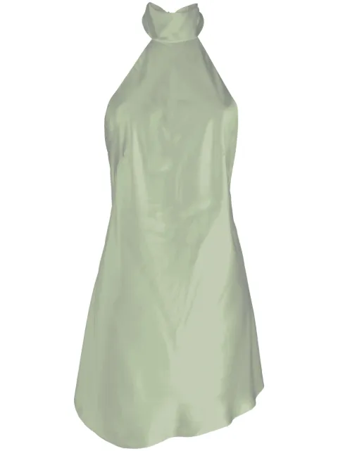 Michelle Mason halterneck silk minidress Green M9376